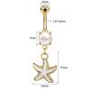 AOEDEJ 14G 1PC Shell Belly Piercing Ring Crystal Starfish Navel Ring Pearl Body Piercing Jewelry Summer Women Shell Belly Ring