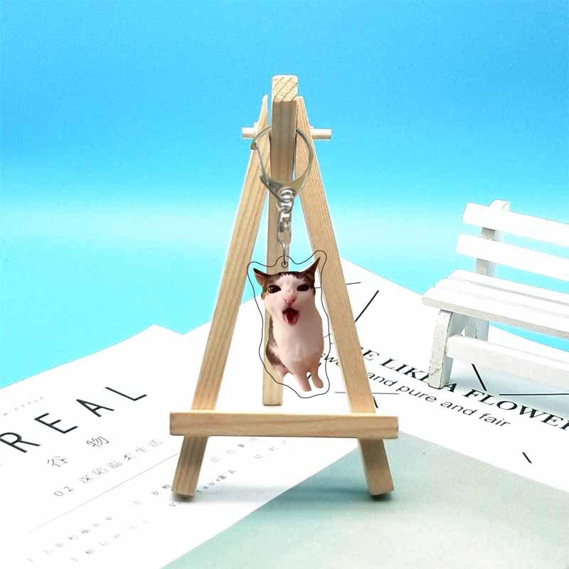 Abstract Cat Meme Emoji Acrylic Keychain