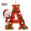 Indoor Holiday Decorations Cute Snowman Letter Christmas Ornament, 2D Flat Personalized A-Z Alphabet Gifts for Family Friends Acrylic Hanging Pendant