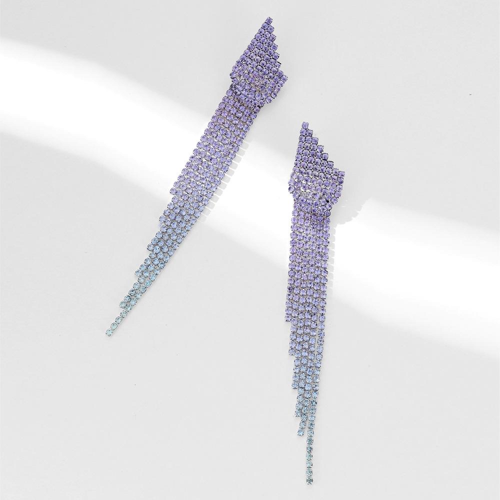

Stylish statement full diamond long fringed earrings