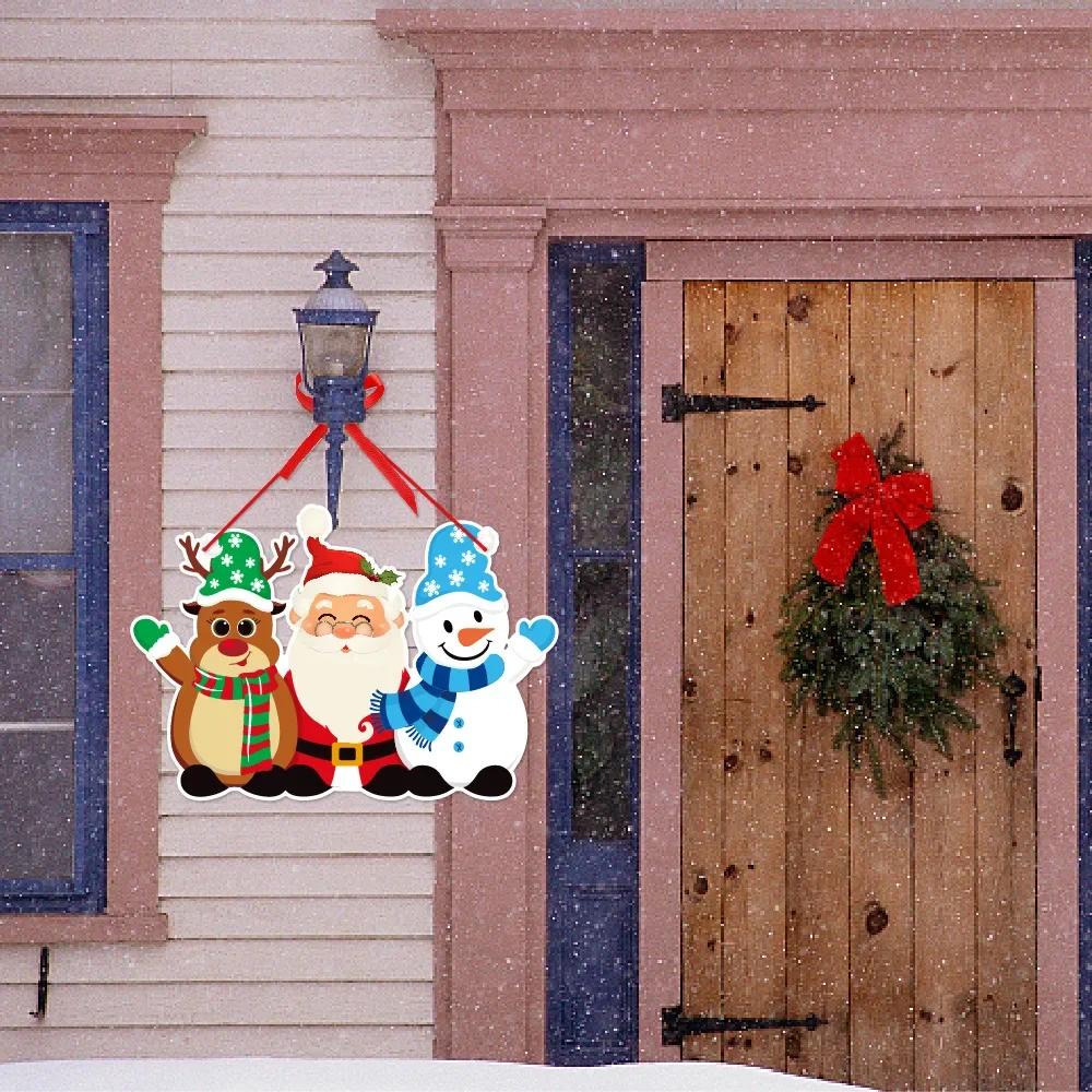 Christmas Door Hanger New  Party Pendants Xmas Tree Hanging Oranments Santa Claus Snoweman Elk  Xmas Navidad Decor