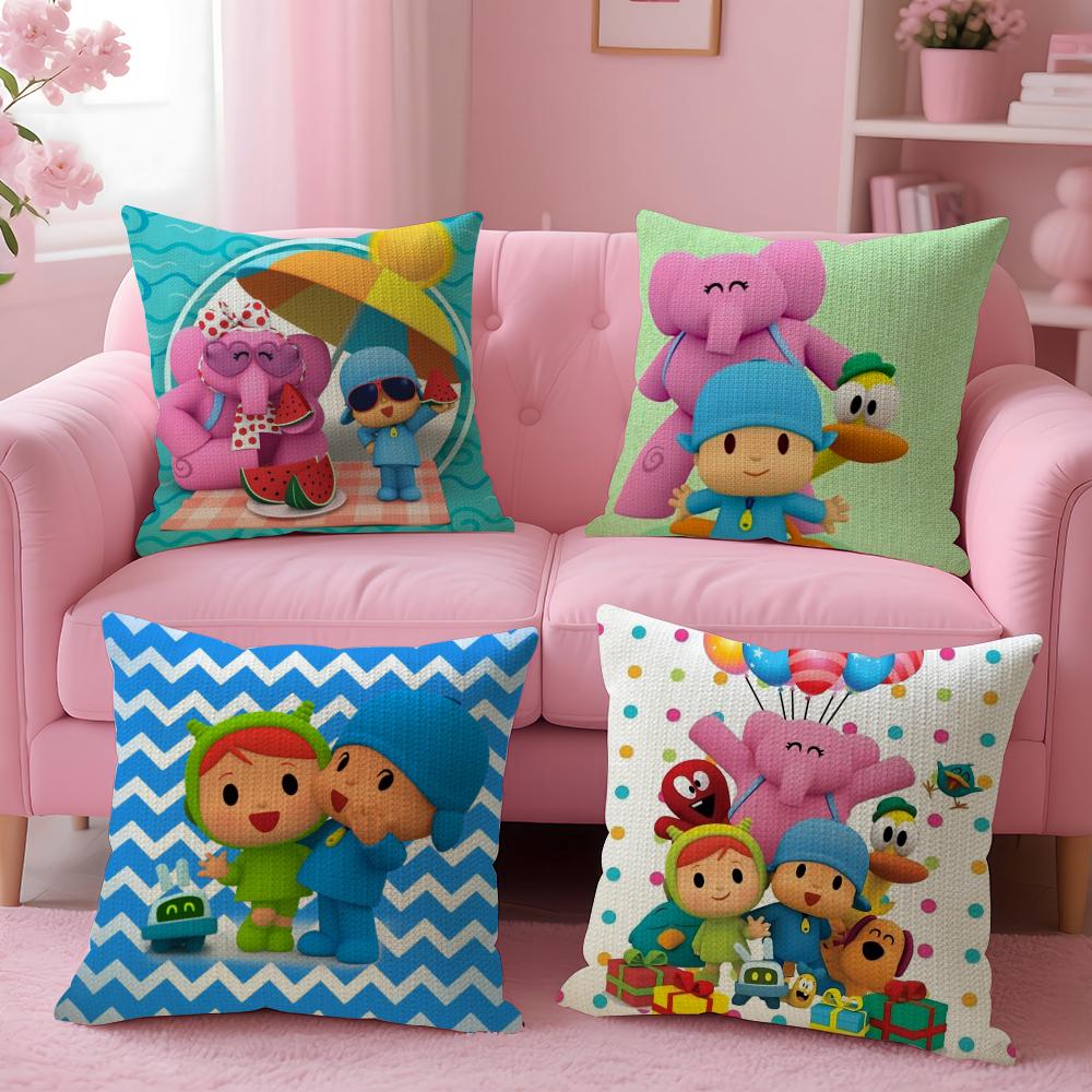 B-Boy-Girl-Pocoyo Kissenbezug Natürlicher Leinen Bio-Stoff Beidseitiger Druck Sofa Heimdeko Geschenk Kissenhülle