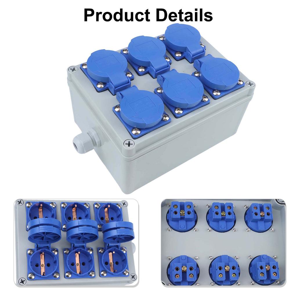 Outdoor Sockets Industrial Power Box Wall Distributor Easy To Install Shock Resistant Housing Flame-retardant Plastic