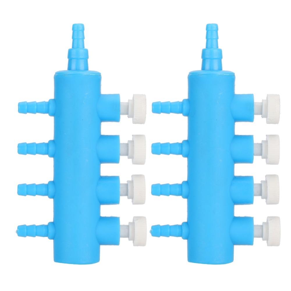 2PCS Set Plastic Fish Tank Air Splitter Air Flow Control Blue Air Pipe Distributor Accessory Oxygen Distributor