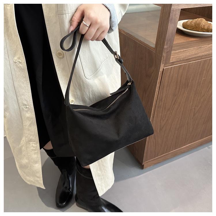 Faux Suede Lazy Tote Bag for Women Trendy Soft Shoulder Crossbody Purse