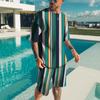 T-shirt da uomo Set Stampa 3D Tuta a righe colorate T-shirt Pantaloncini 2 pezzi Streetwear Moda Uomo Abito oversize Abbigliamento sportivo