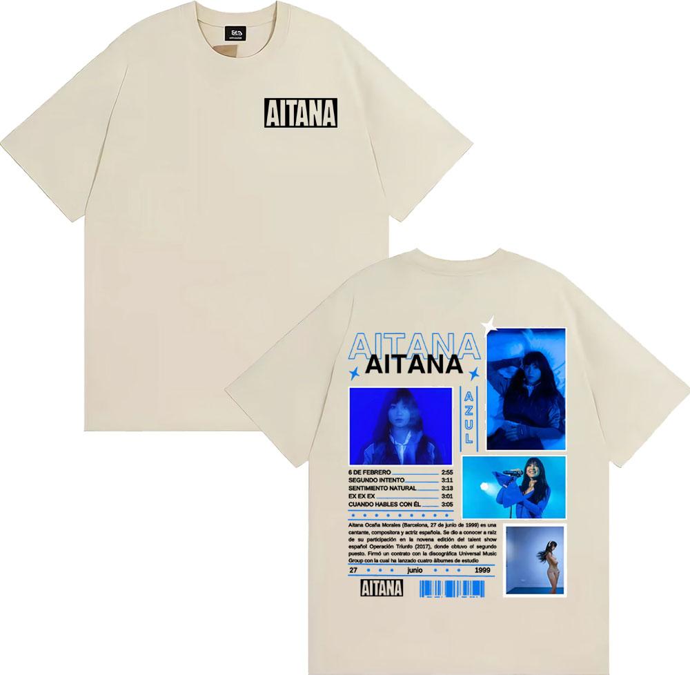 Singer Aitana Azul Album 2026 Tour Tshirt Summer Mens Womens Fashion Aesthetics Tshirt Round Neck Cotton Tshirt Street Wear