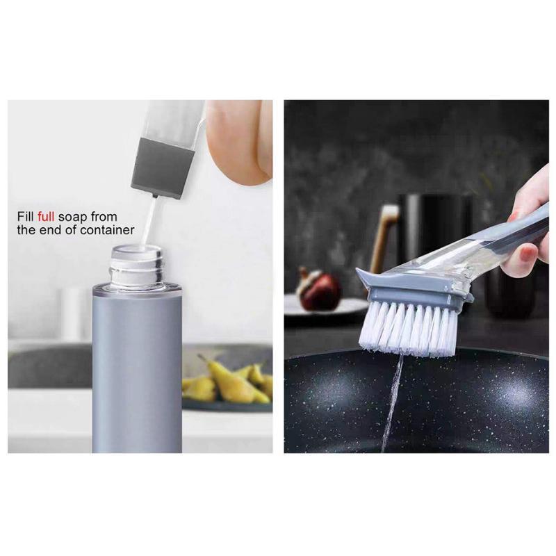 Doppelter Verwendungszweck, Küchenreinigungsbürste, Schrubber, Schüssel, Waschschwamm, automatischer Flüssigkeitsspender, Topfreiniger, Werkzeug