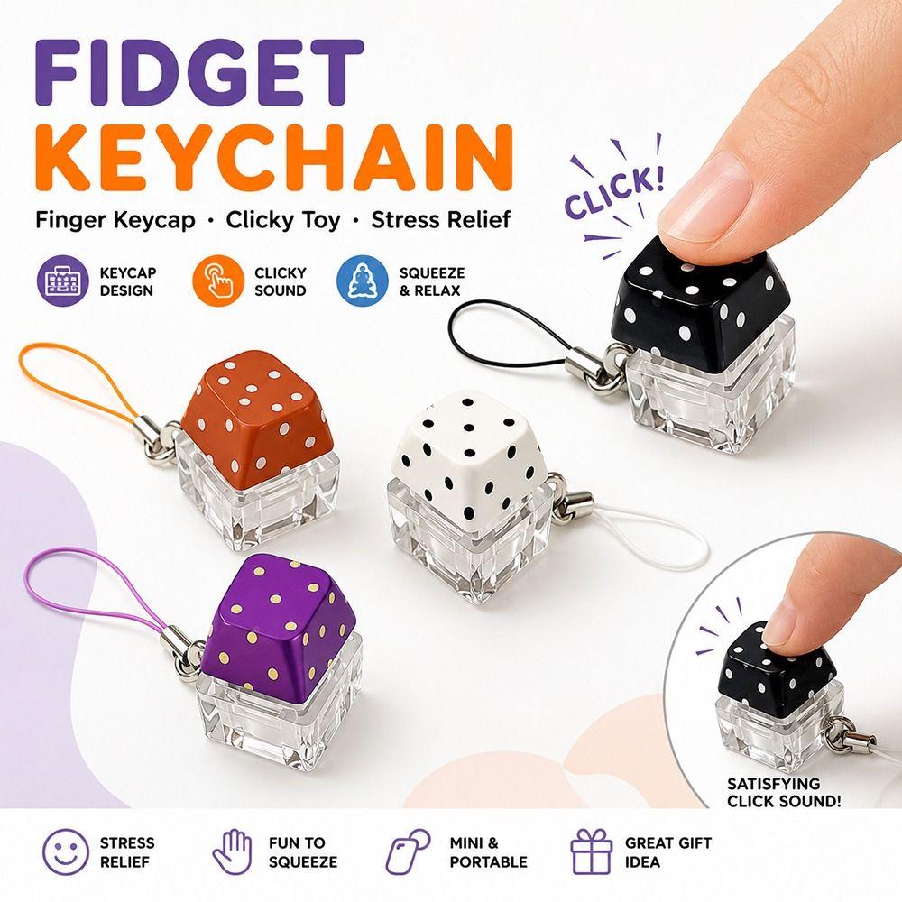 Polka Dot Finger Keyboard Caps DIY Keyboard Pinch Toy Relaxing Fidget Keychain