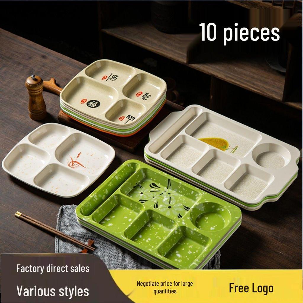 Drop-Proof Melamine Six-Grid Food-Grade Dining Plate