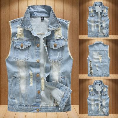 Nova moda masculina colete jeans casual jaqueta de cowboy na blusa de ombro
