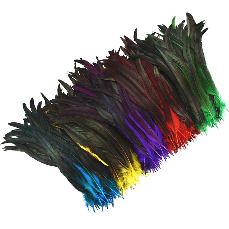 50Pcs/Lot Colorful Natural Rooster Feathers for Decoration Black Pheasant Chicken Cock Feather Carnival Handicraft Accessories