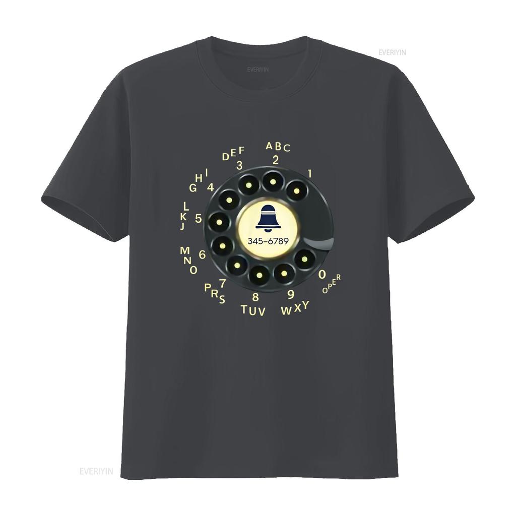 retro rotary dial phone T Shirt vintage Washed Comfortable graphic Stylish homme Slightly designer clothes