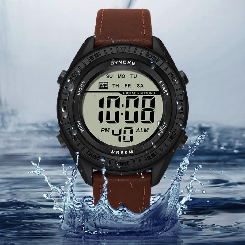 New Top Brand Electronic Watch Belt Retro Casual Men's Multifunctional Sports Watch Waterproof Luminous Wrist Watch