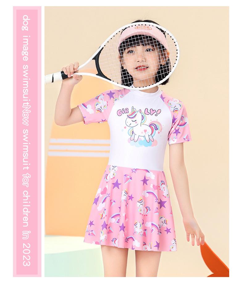 Costum de baie fustă dintr-o piesă pentru fete 2024 - Costume de baie de vară pentru copii în mărimi mici, medii și mari