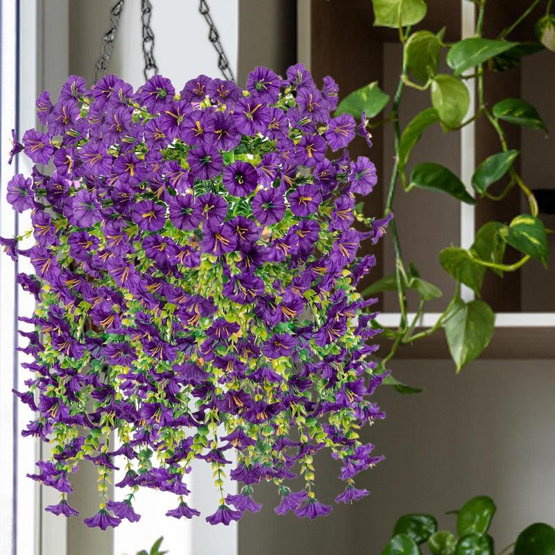 Faux Petunias 2X Everlasting Artificial Petunias Decor Weatherproof UV Resistant Simulated Colorful Everlasting Plants For Porch
