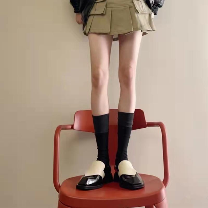 Fashion Retro Square Toe Chunky Platform Loafers Women Concise Fashion High Heels Shoes Women Street Style Slip-on Shoes Footwear 2025