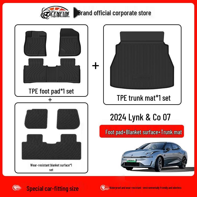 Lynk & Co 07 2024 TPE Trunk Mat: Eco-Friendly, Odorless, Waterproof, Wear-Resistant Galaxy Carpet.