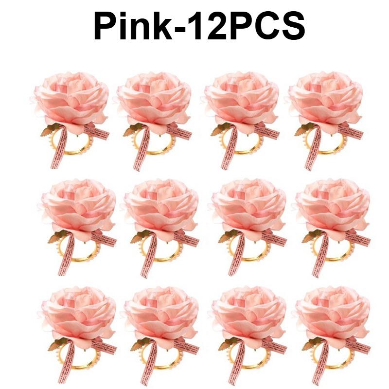 1-24PCS 2026 Pearl Rose Napkin Ring Creative Elegant Holder for Hotel Wedding Party Dining Table Decoration Accessories