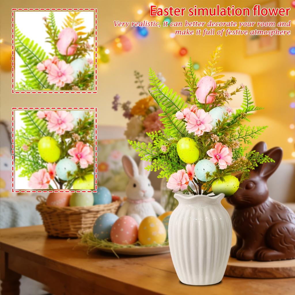Easter Decoration Easter Egg Bouquets, Flower Arrangement Props Twirling Home Party Desktop Decoration