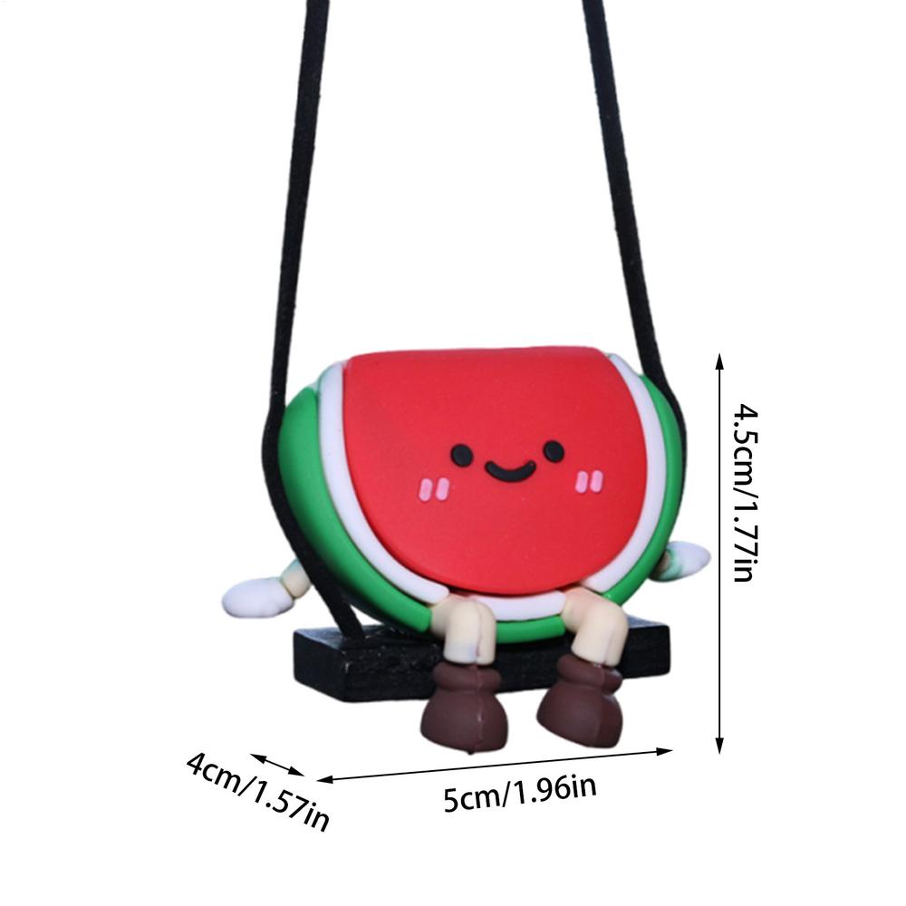 Car Rearview Mirror Decor Watermelon Durian Avocado Fruit Shape Ornament Cute Swing Car Pendant For Truck SUV Trailer Home