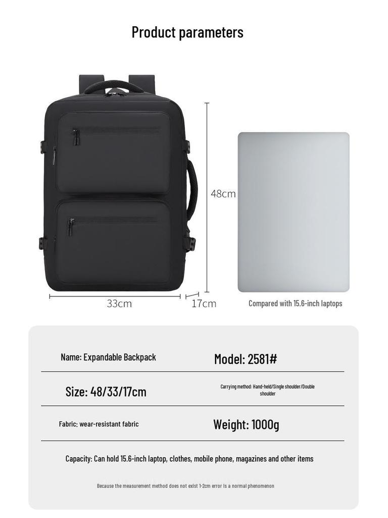 Expandable Water-Repellent Multifunction Travel Backpack with Large Capacity