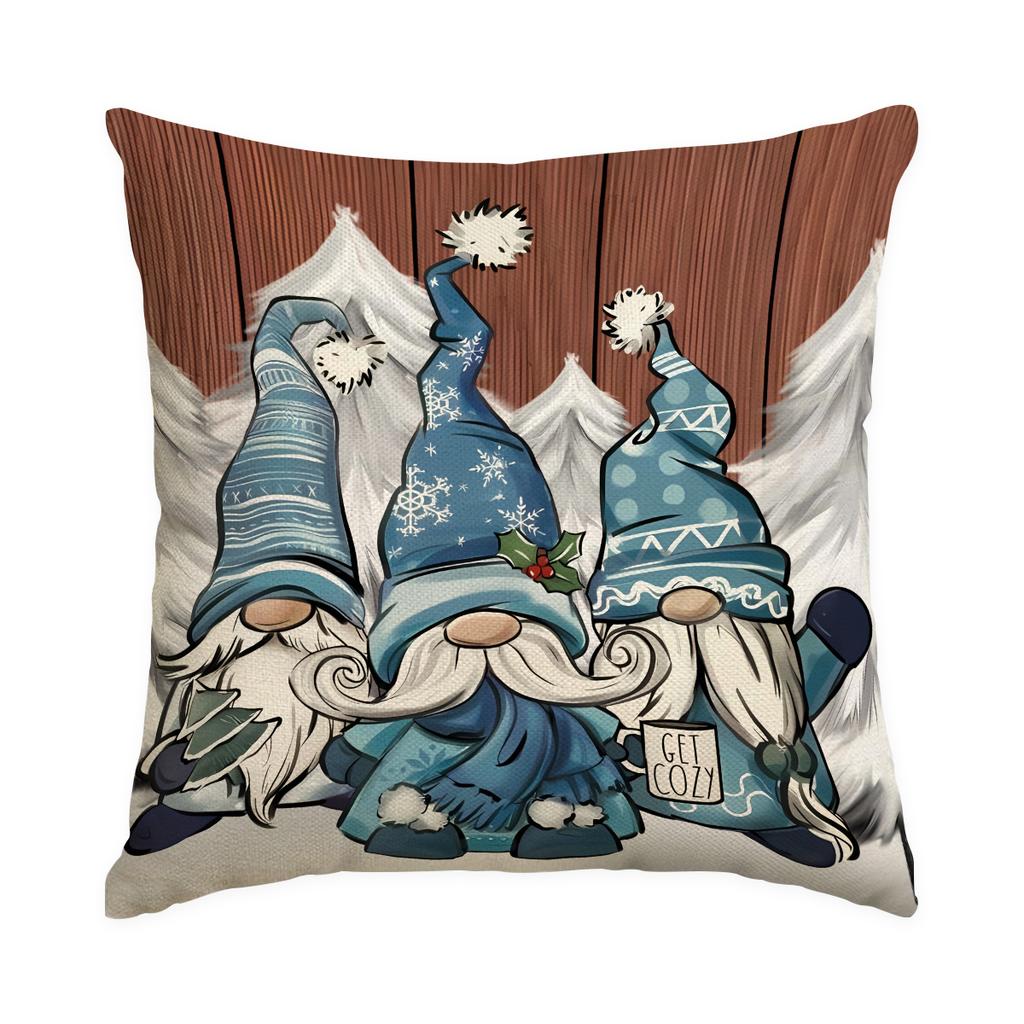 1/4pcs Blue Christmas Decorative Pillowcases, Snowflake Christmas Elf  Cocoa Design Cushion Covers, Christmas Decorations