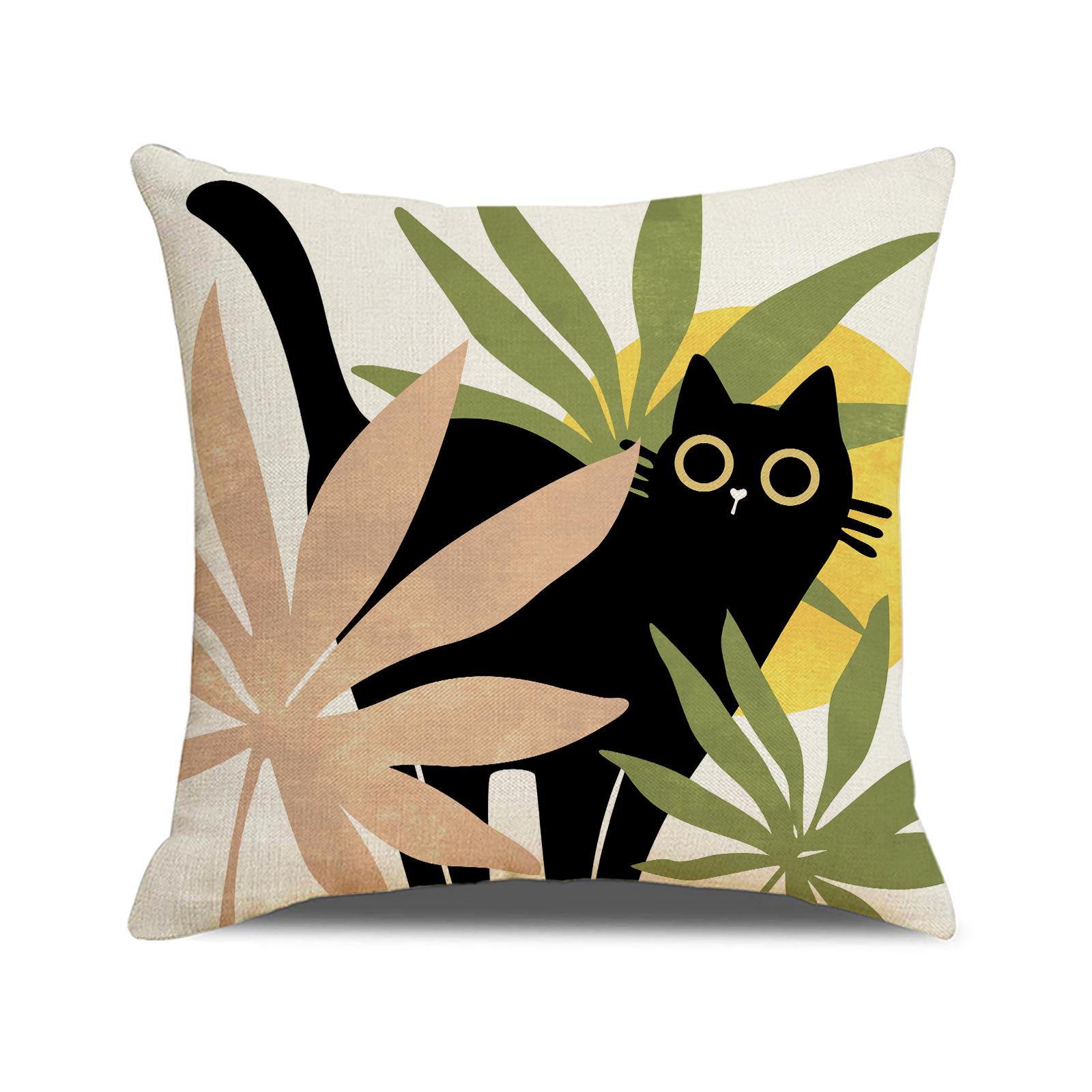 

Cartoon Cute Cat Cushion Cover Linen Dirty Resistant Car Cushion Indoor Home Decor Sofa Pillow Cover 45 * 45 (excluding pillow core)