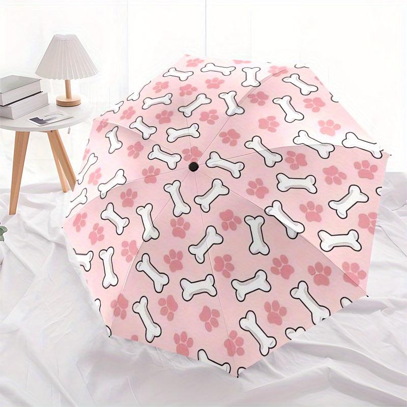 1pc Dog Bone Footprint Pattern Umbrella with Plastic Handle,Suitable for All Seasons Home Travel Outdoor UmbrellaB1855