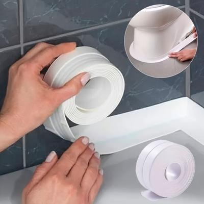 1 peça Fita de Vedação Autoadesiva, Material PVC, Design de Vedação de Carne, Artigos para o Lar, Cobertura de Fenda de Banheiro | Faixa Adesiva Sem Emenda | Faixa Veda Calafetagem para Banheiro
