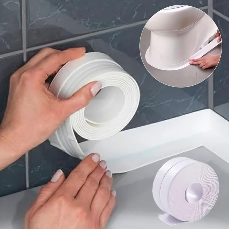 1pc Self-Adhesive Seal Strip Tape, PVC Material, Meat-seam Design, Home Goods, Bathroom Seam Cover | Seamless Adhesive Strip | Bathroom Caulk Stri