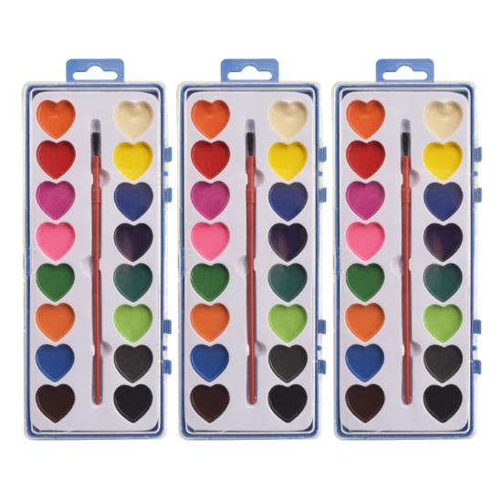 Valentine's Day Watercolor Paint Colors Heart-Shaped Paintbrush Washable Watercolor Paints with Set 16 Paints for Parties