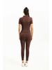 European & American Solid Color Yoga Two-Piece Set: Short Sleeve Top & Nine-Point Pants