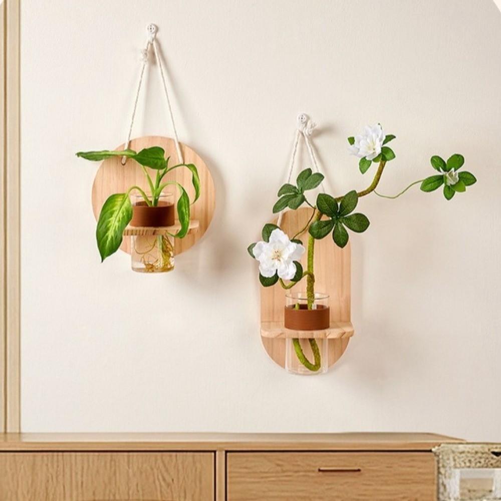 Wooden Wall Hanging Planter Holder Home Ornaments Flower Pot Wall Mounted Planter Hydroponics