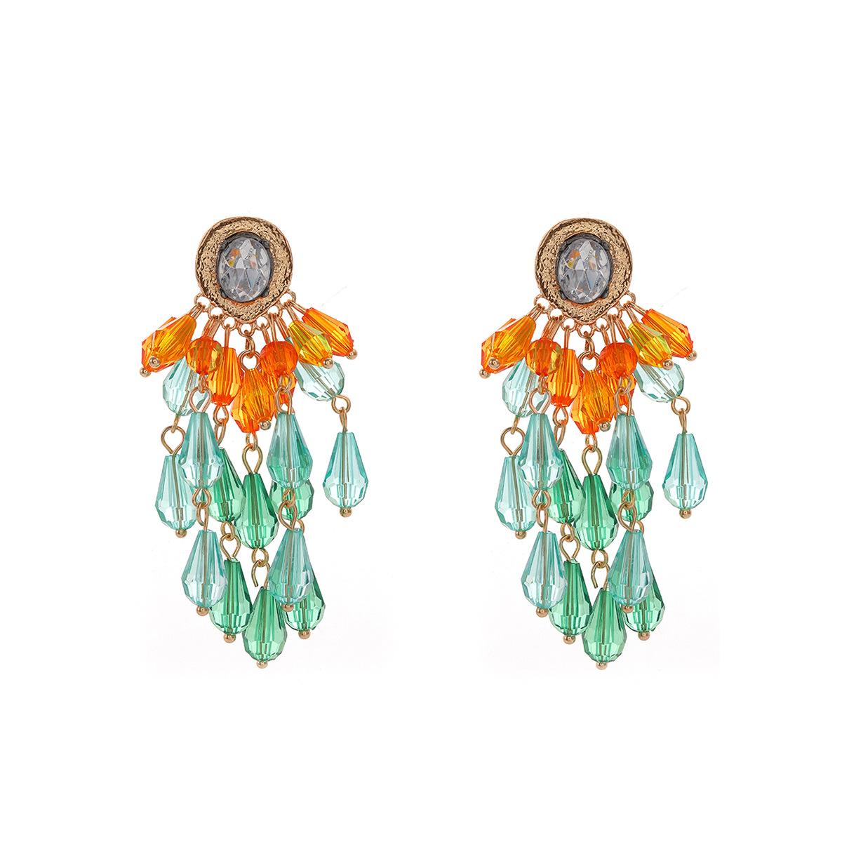 Exaggerated big multi-layer woven tassel women s fashionable earrings Bohemian style earrings