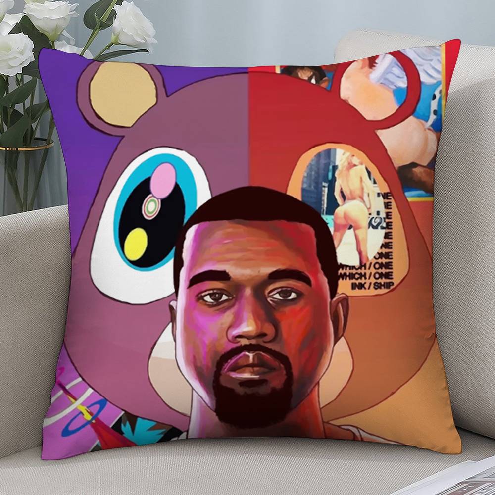 Rapper K-Kanye W-West Pillow Case Short Plush Double-sided Print Square Throw Pillow Covers Sofa Home Cushion Decor