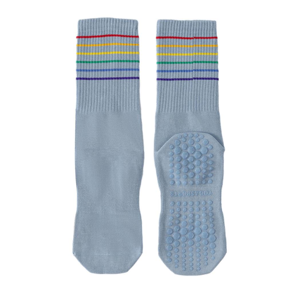 1 Pair Yoga Socks Anti Slip Silicone Mid-Calf Women Sports Socks 95% Cotton Sweat-Absorbent Anti-Odor Breathable Socks