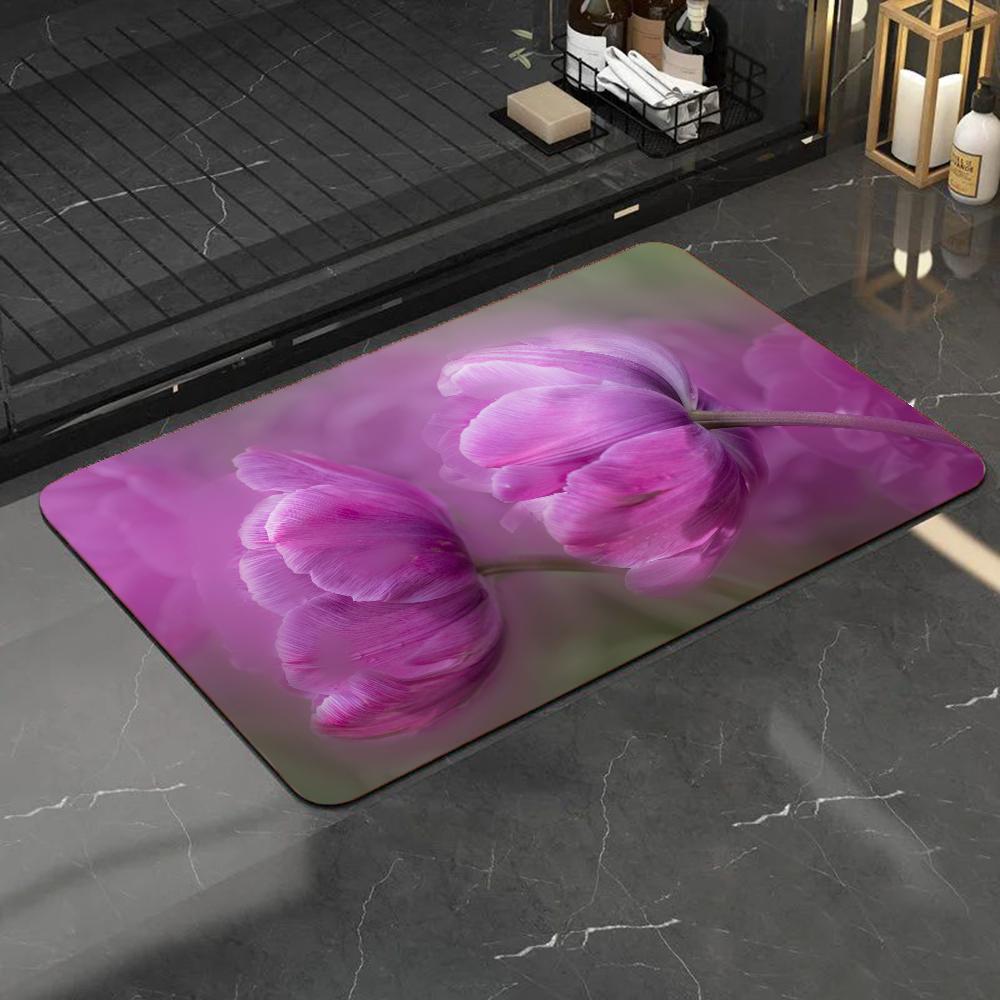 1pc Ins Flower Bathroom Absorbent Mats Anti-Slip Mats Home Decor Supplies Carpets Home Kitchen Floor Mats