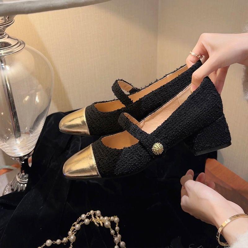 Xiaoxiangfeng color matching Mary Jane women's shoes rare shoes 2025 autumn and winter new spring and autumn French medieval square head shoes singl