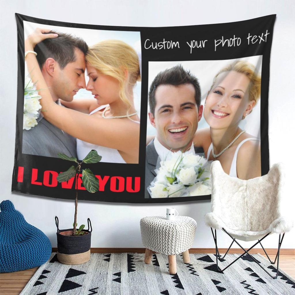 Custom Tapestry Upload Images/Text Customized Tapestry Wall Hanging Backdrop for Bedroom Dorm Wedding Multiple Sizes
