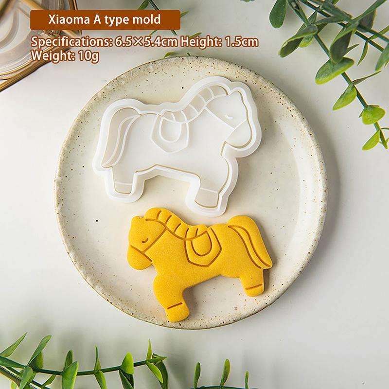 Cartoon Horse Shape Cookie Cutter Diy Biscuits Fondant Embossing Mold 2026 New Year Party Cake Decor Supplies Cookie Baking Tool