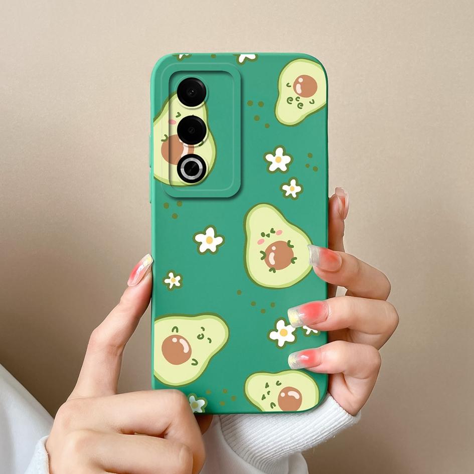Case For OPPO Narzo 70 Pro Realme P1 Pro A3 Pro Funny Avocado Pattern Covers Screen Protector Liquid Silicone Painted Anti Drop Shell Housing For OPPO