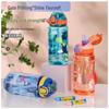 Cartoon Trendy Water Cup: 600mL Portable Outdoor Straw Bottle for Students & Kids
