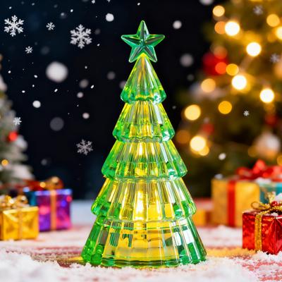 Luce Notturna Decorazione Albero di Natale Mini Albero di Natale Lampada Decorativa a Batteria Albero 3D Luce da Tavolo a LED Ornamento per Casa Ufficio Festa Festiva