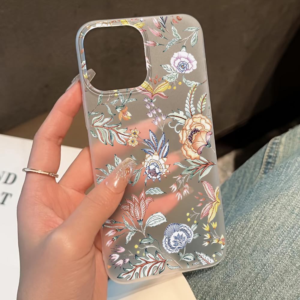 Soft TPU Matte Flower Phone Case for iPhone 13 Funda iPhone 11 14 15 Pro Max 14 Plus 12 Mini 13pro 13promax Transparent Covers