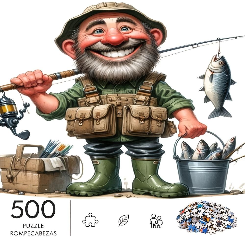 500pcs/Puzzle Game for Endurance And Logic Training - Exquisite Puzzle - (Bountiful Fisherman with Rod And Bucket Full of Catch) Suitable for Living R