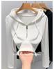 Women's Silver Fox Fleece-Lined Hooded Half-Zip Slim-Fit T-Shirt for Autumn/Winter 2025.