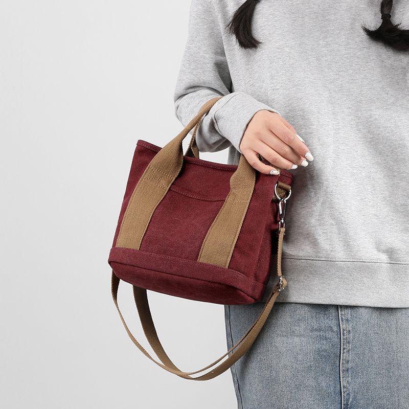 New Japanese Korean Style Canvas Multi Pocket Crossbody Shoulder Bag For Women Casual Small Daily Travel Mom Top Handle Bag
