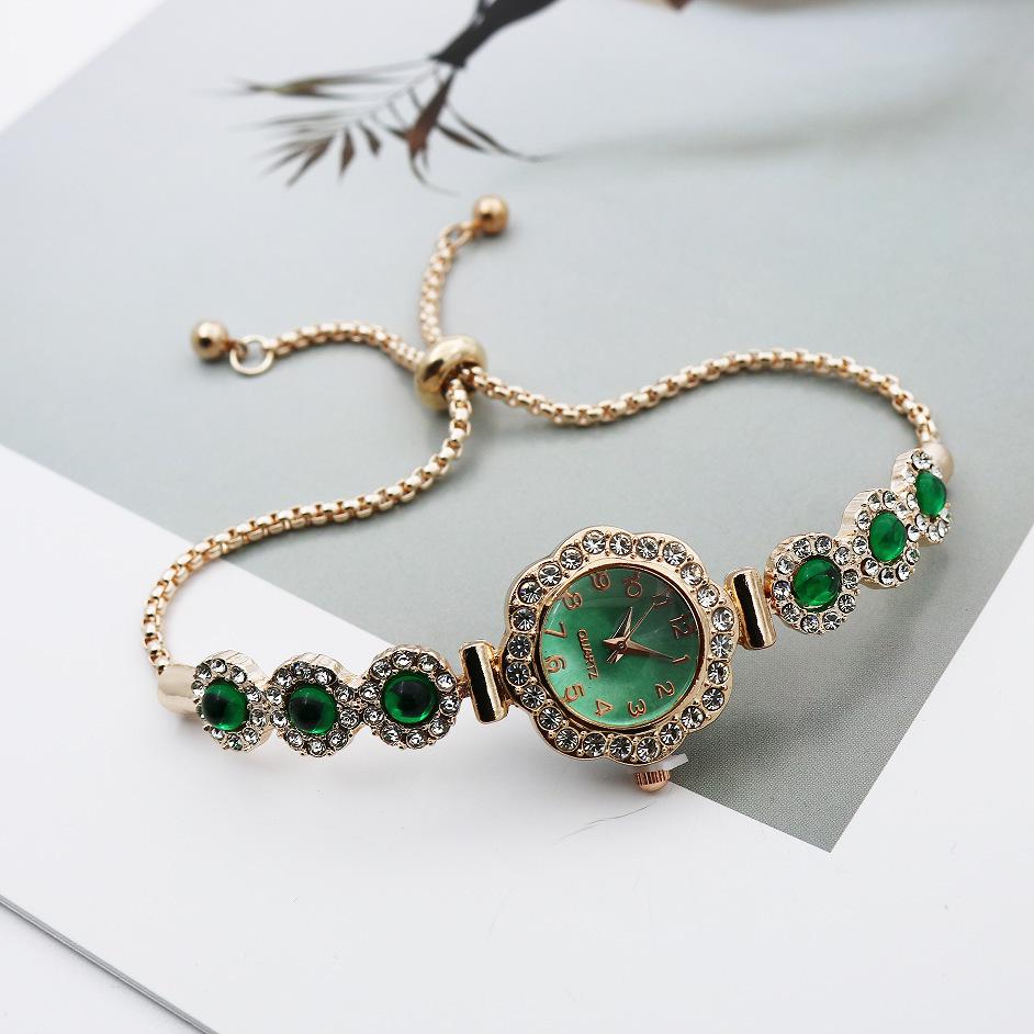 TikTok Colorful Rhinestone Ladies Bracelet Quartz Watch