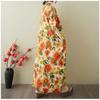 Women's Vintage Long Dress with Cotton and Linen Patterns